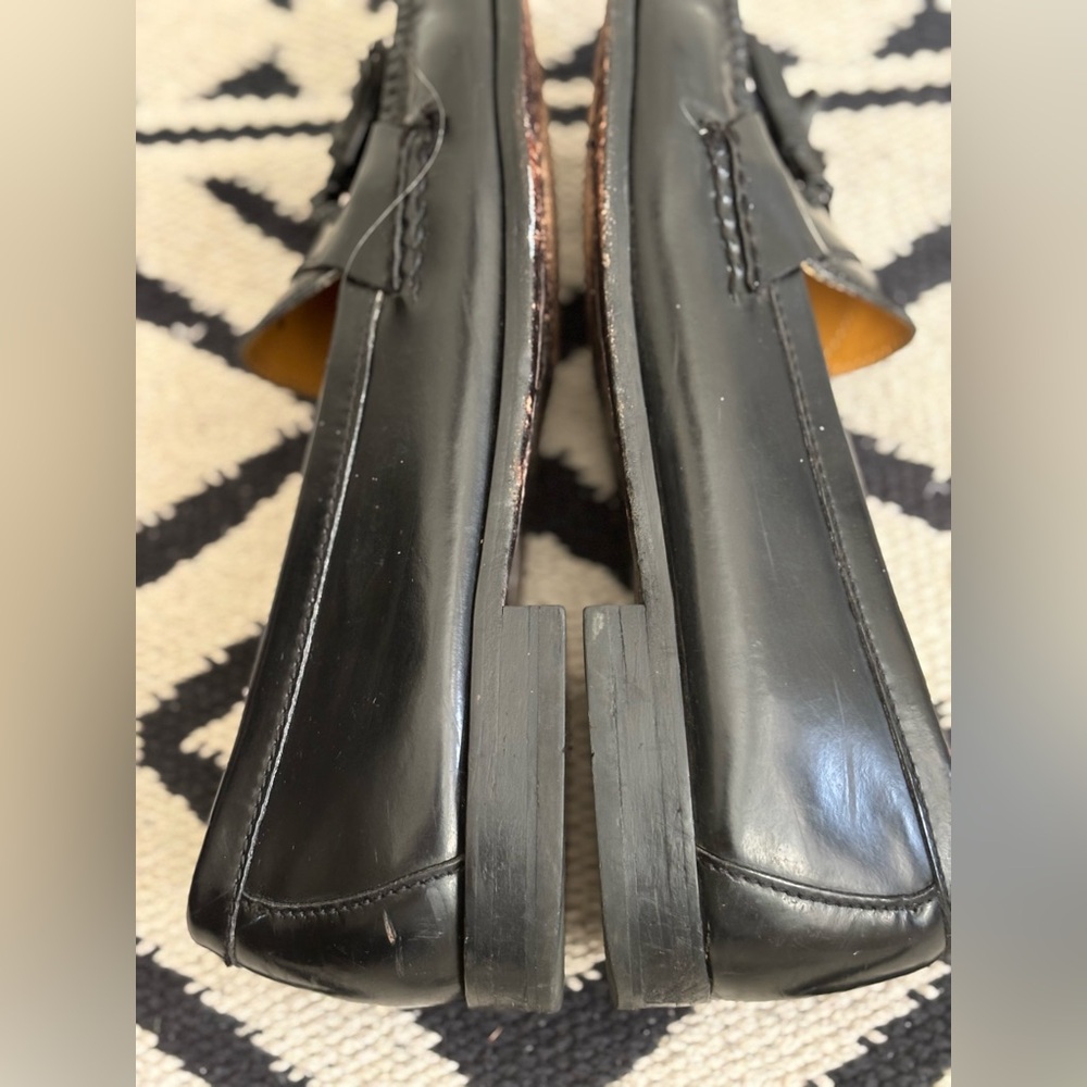 MENS COLE HAAN BLACK PINCH TASSEL LOAFERS HAND SEWN LEATHER IMPORTED INDIA SZ 12 - Picture 4 of 15